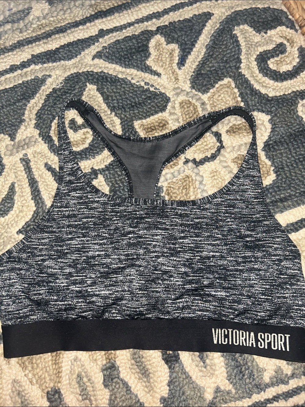 Victoria's Secret Black & Gray Heather Racerback Sports Bra